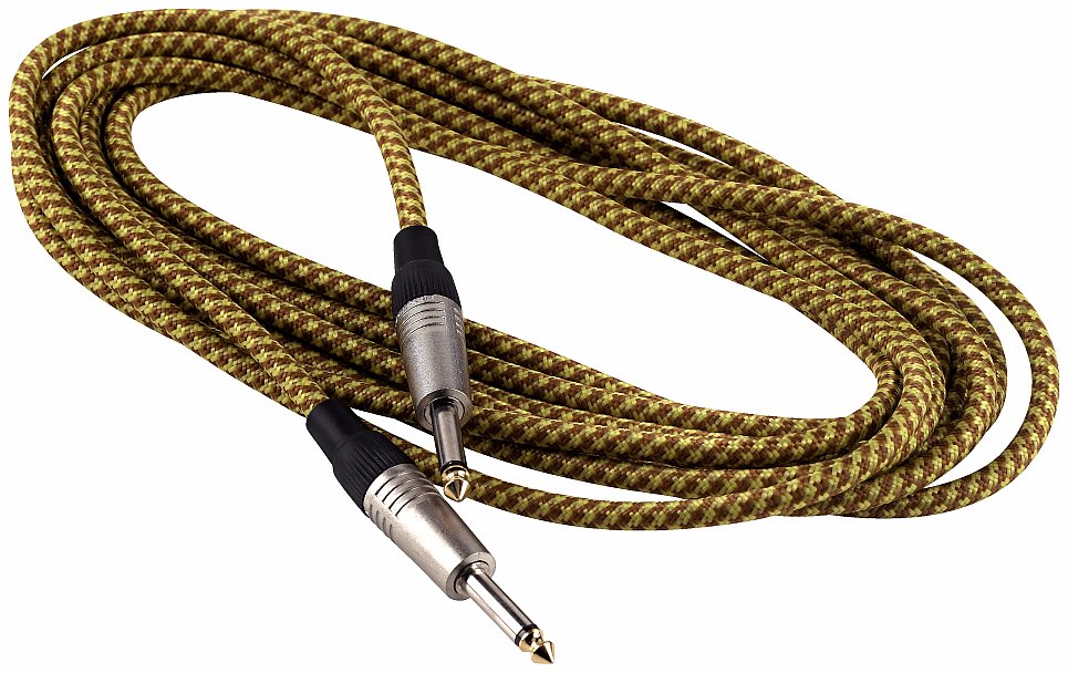 RockCable Instrument Cable - straight TS (6.3 mm / 1/4"), 9 m / 29.5 ft - Vintage Tweed
