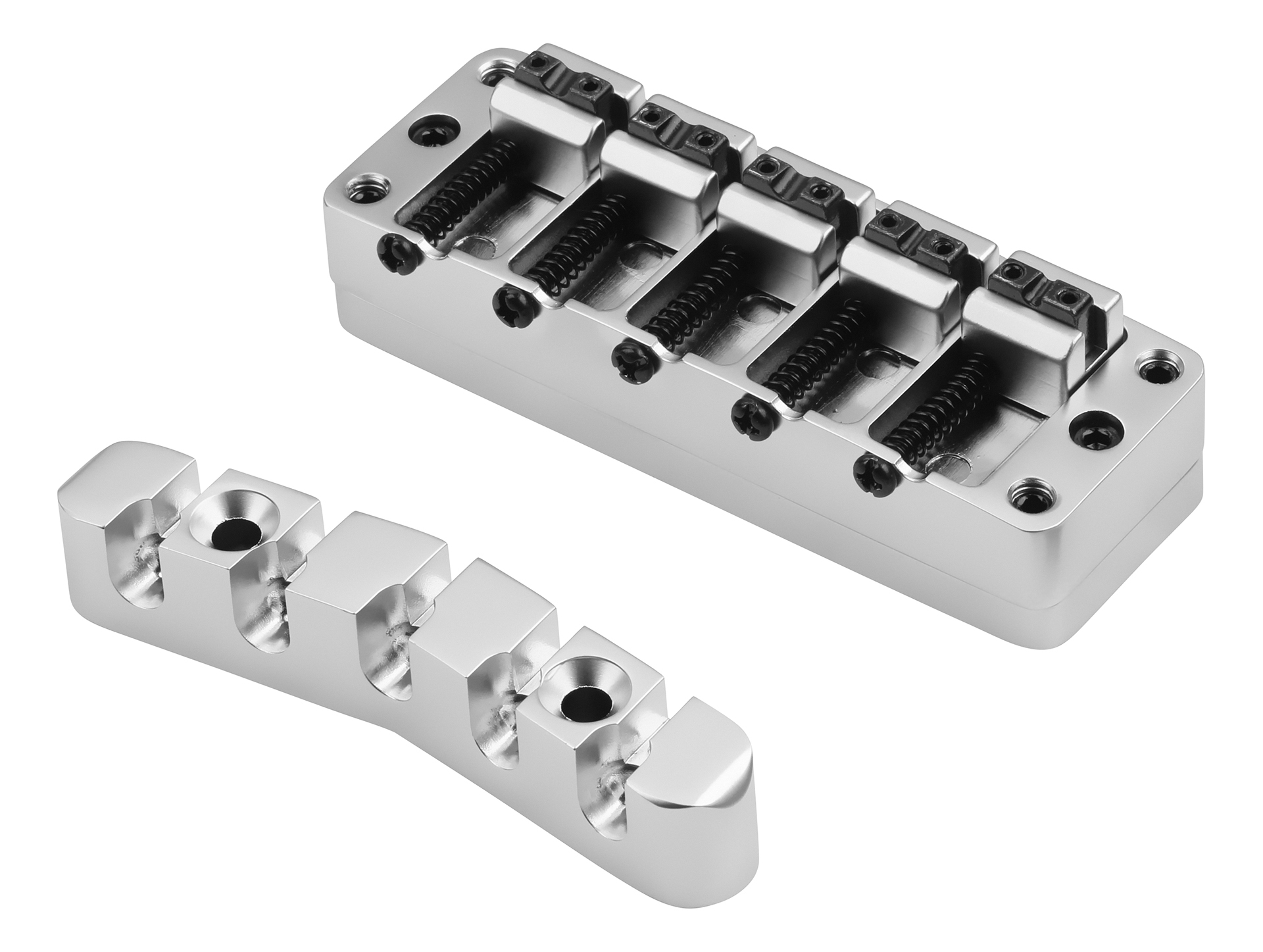 Warwick Parts - 2-Piece 3D Bridge & Tailpiece, 5-String - Satin Chrome