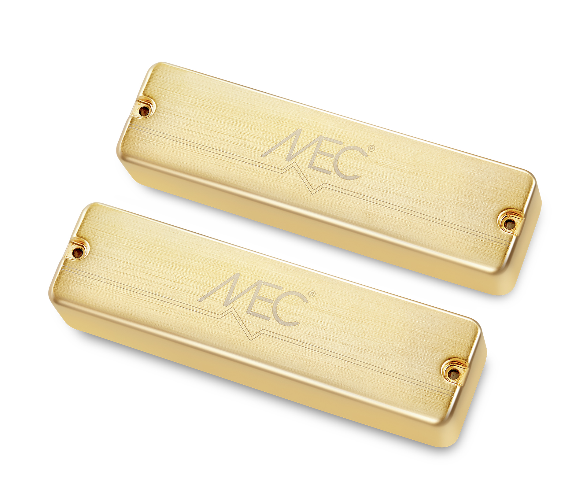 MEC Passive Soapbar Humbucker Bass Pickup Set, Metal Cover, 6-String - Brushed Gold