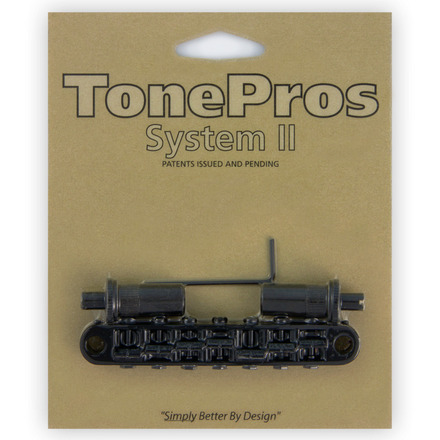 TonePros TP7 B - 7-String Metric Tune-O-Matic Bridge (Large Posts / Notched Saddles) - Black