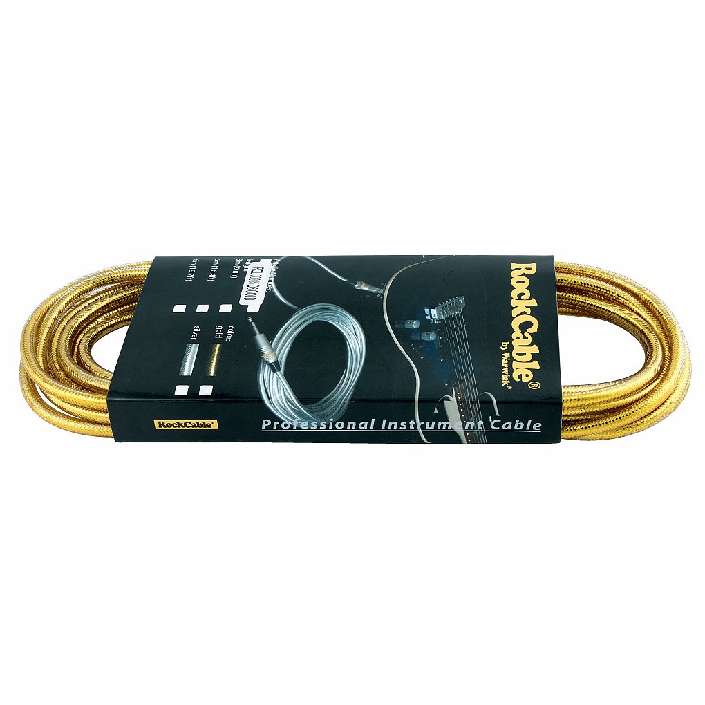 RockCable Instrument Cable - straight TS (6.3 mm / 1/4"), 5 m / 16.4 ft - Gold