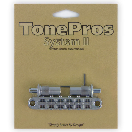 TonePros TPFA C - Metric Aluminum Tune-O-Matic Bridge with Bell Brass Saddles (Large Posts / Notched Saddles) - Chrome