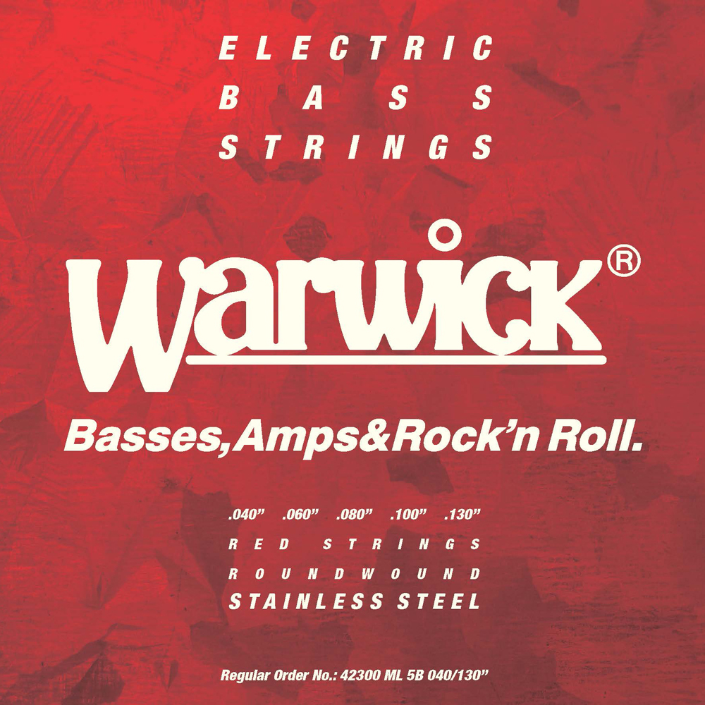Warwick Red Strings Bass String Set, Stainless Steel - 5-String, Medium Light, .040-.130