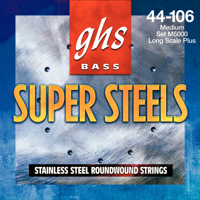 GHS Super Steels - M5000 - Bass String Set, 4-String, Medium, .044-.106