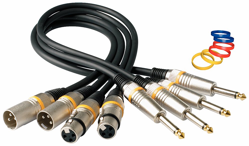 RockCable Microphone Cable - XLR (male) / TS (6.3 mm / 1/4"), Color Coded - 1 m / 3.3 ft
