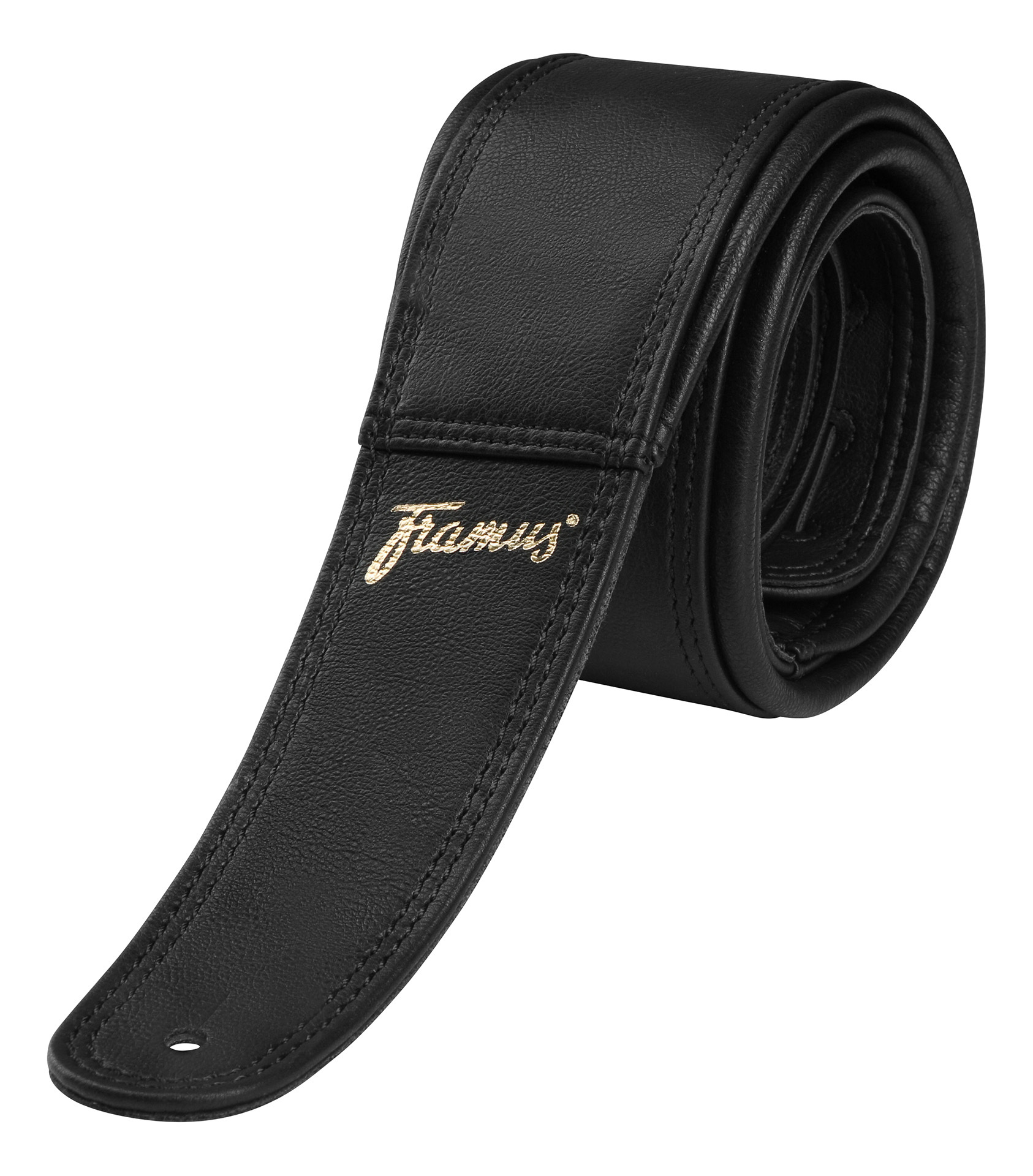 Framus Teambuilt Synthetic Leather Guitar Strap - Black, Gold Embossing