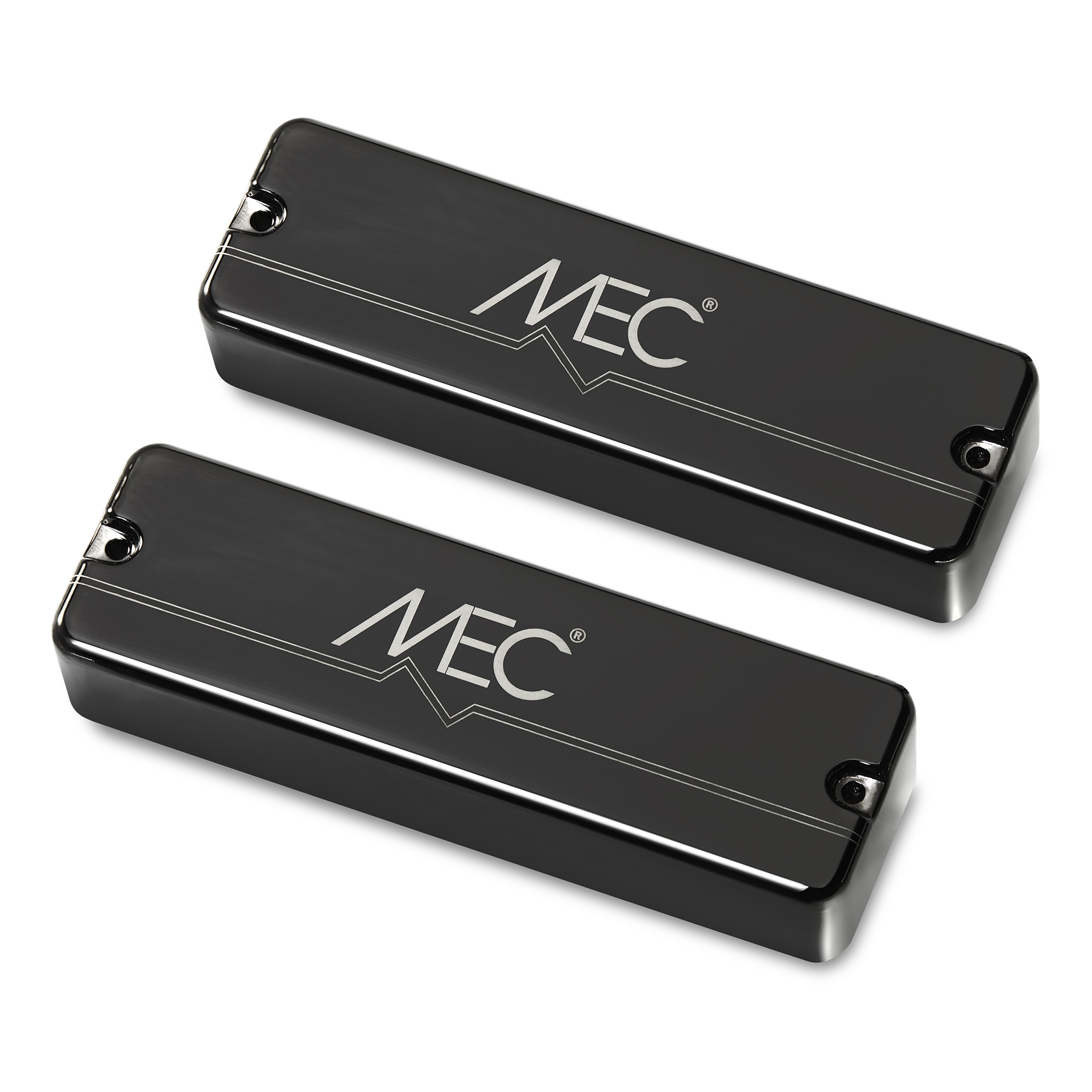 MEC Passive Soapbar Humbucker Bass Pickup Set, Metal Cover, 5-String - Black Chrome