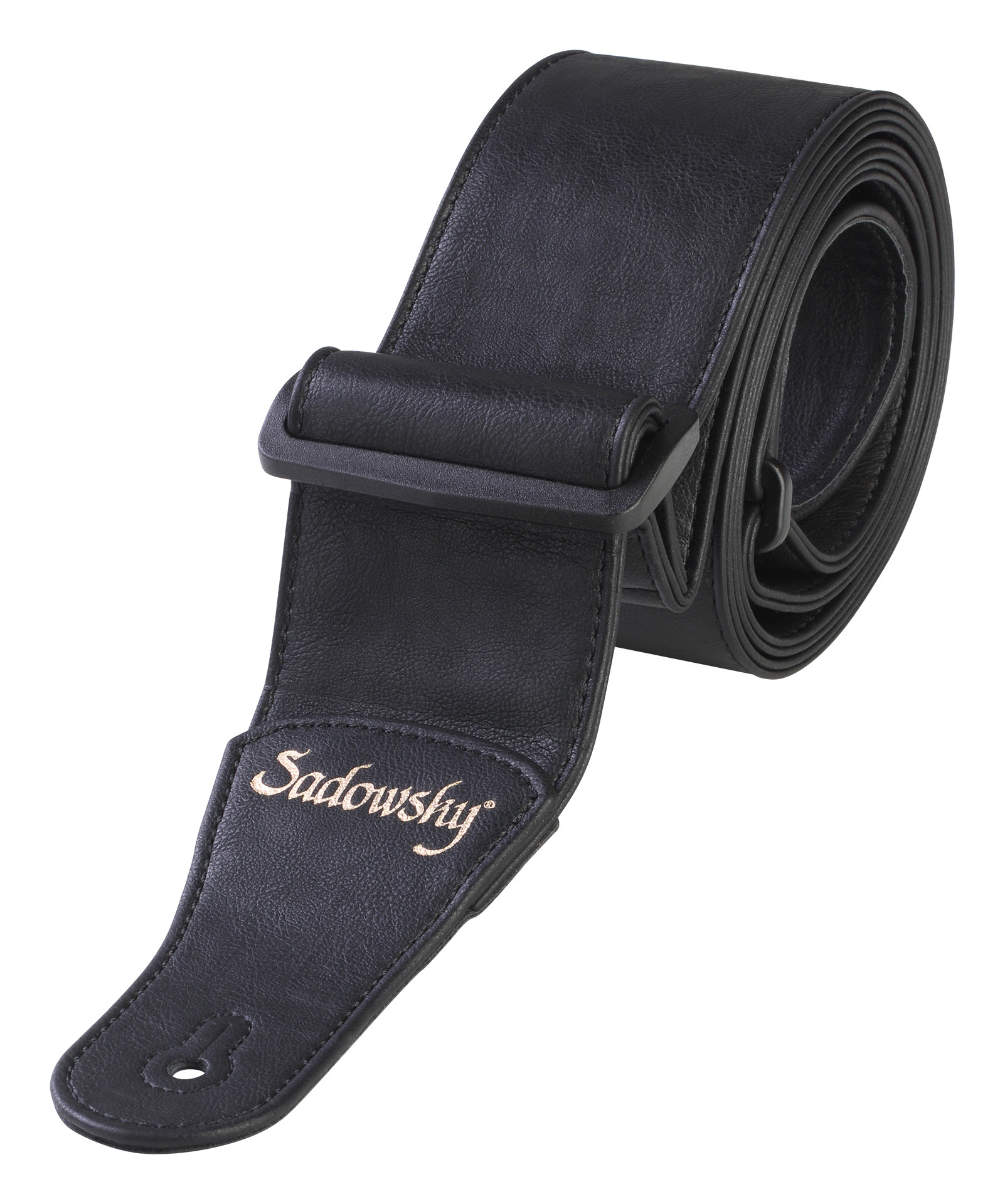 Sadowsky Synthetic Leather Bass Strap - Black, Gold Embossing