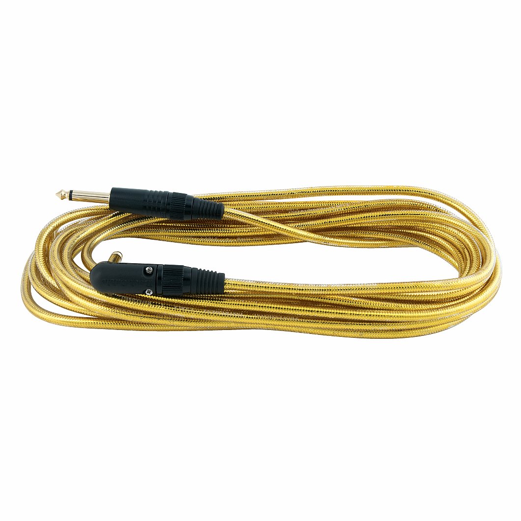 RockCable Instrument Cable - angled / straight TS (6.3 mm / 1/4"), 6 m / 19.7 ft - Gold