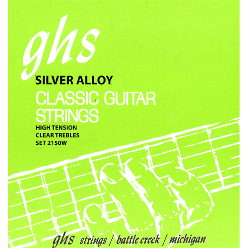 GHS Silver Alloy - Classical Guitar String Set, Tie-On, Silver Plated Copper Basses, High Tension