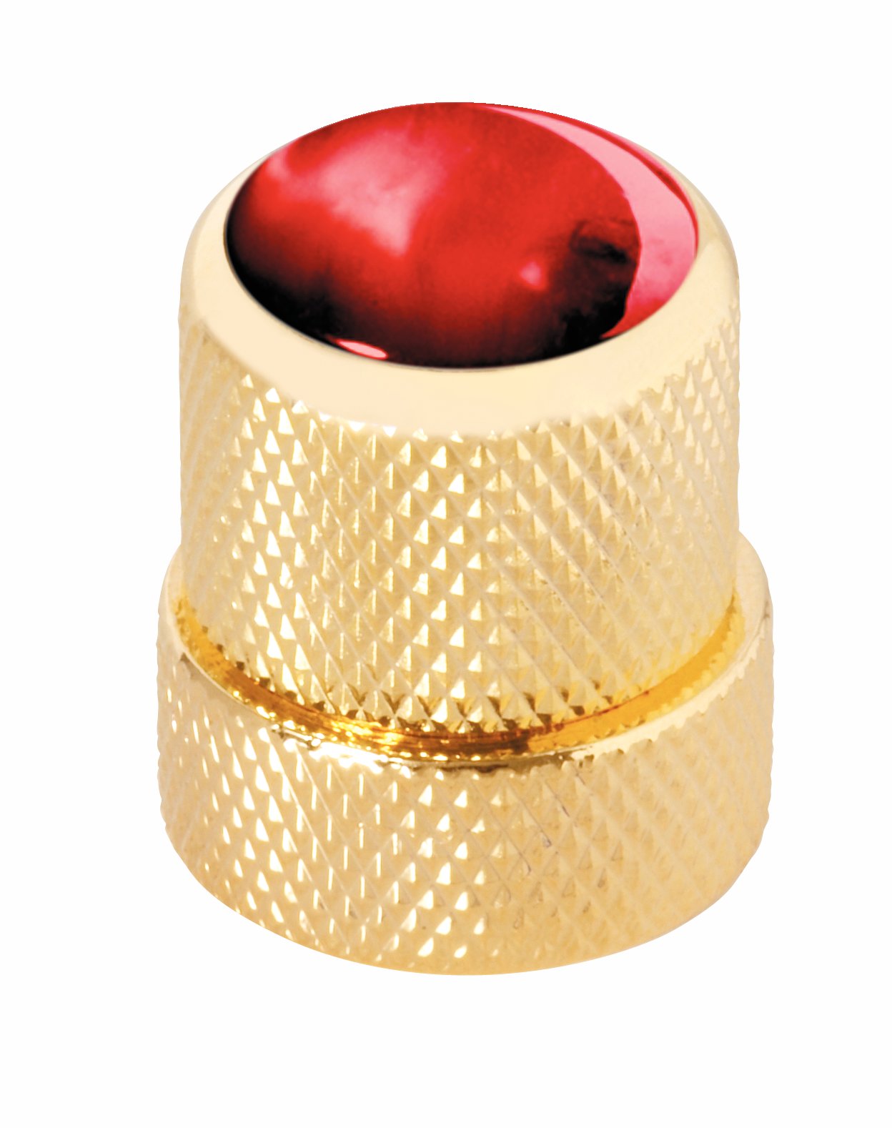 Framus & Warwick - Stacked Potentiometer Dome Knob, Red Perloid, Cap - Gold