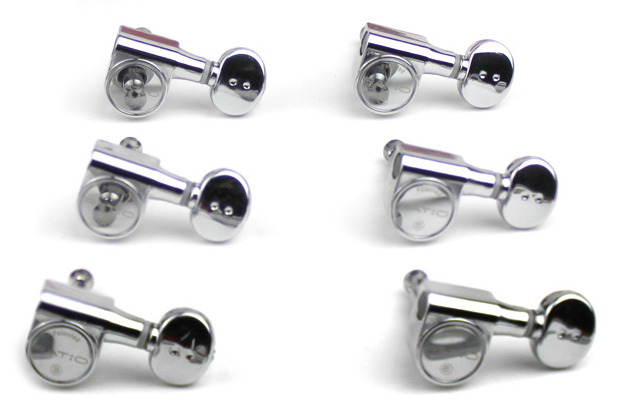 Graph Tech PRN-2731-C0 Ratio Electric Guitar Machine Heads with Classic Button - 6-in-Line, Bass Side (Left) - Chrome
