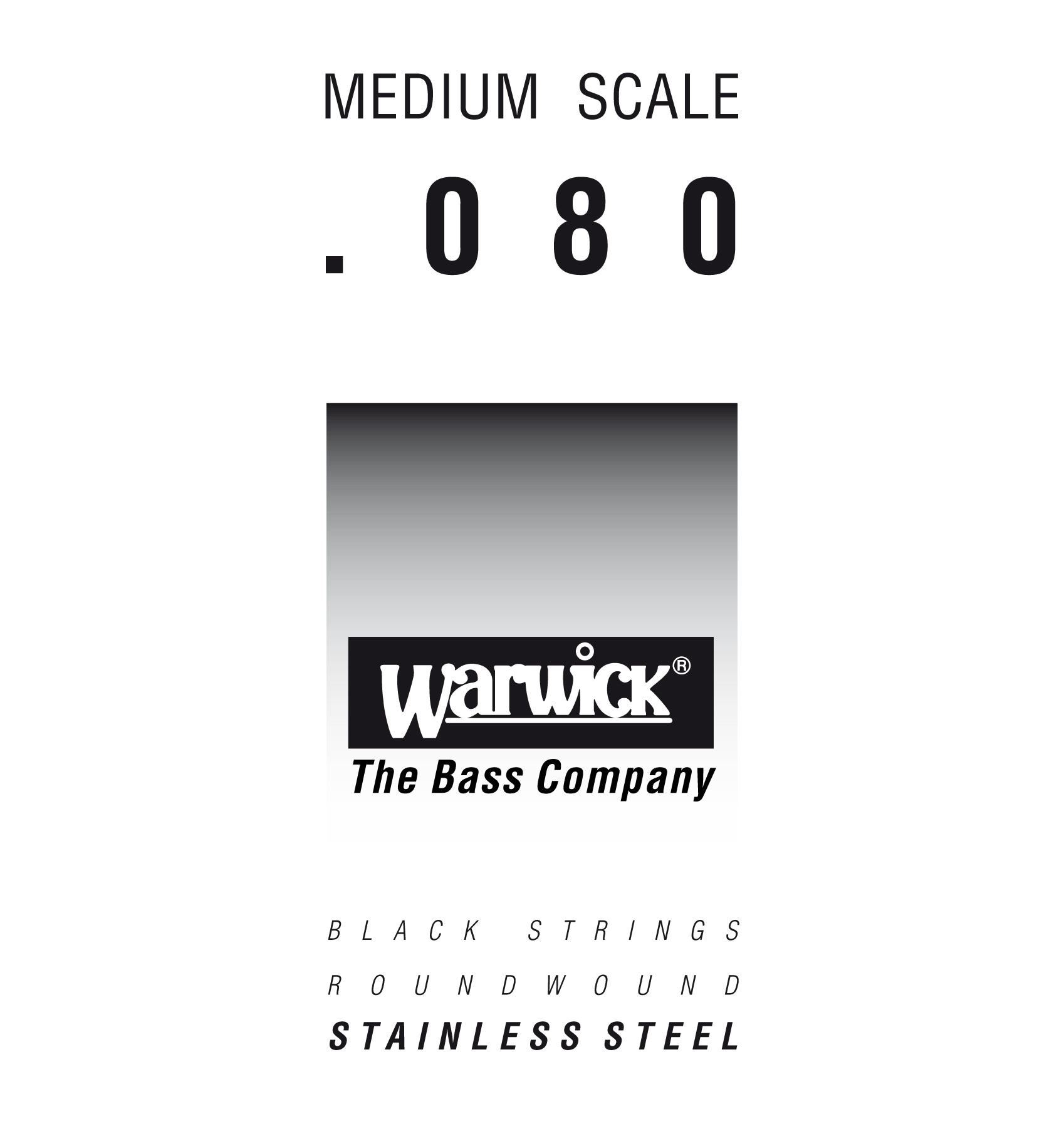Warwick Black Label Bass Strings, Stainless Steel - Bass Single String, .080", Medium Scale