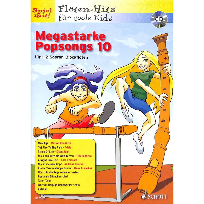 Megastarke Popsongs 10 + CD, Notenheft für 1-2 Sopran Blockflöten ED21325