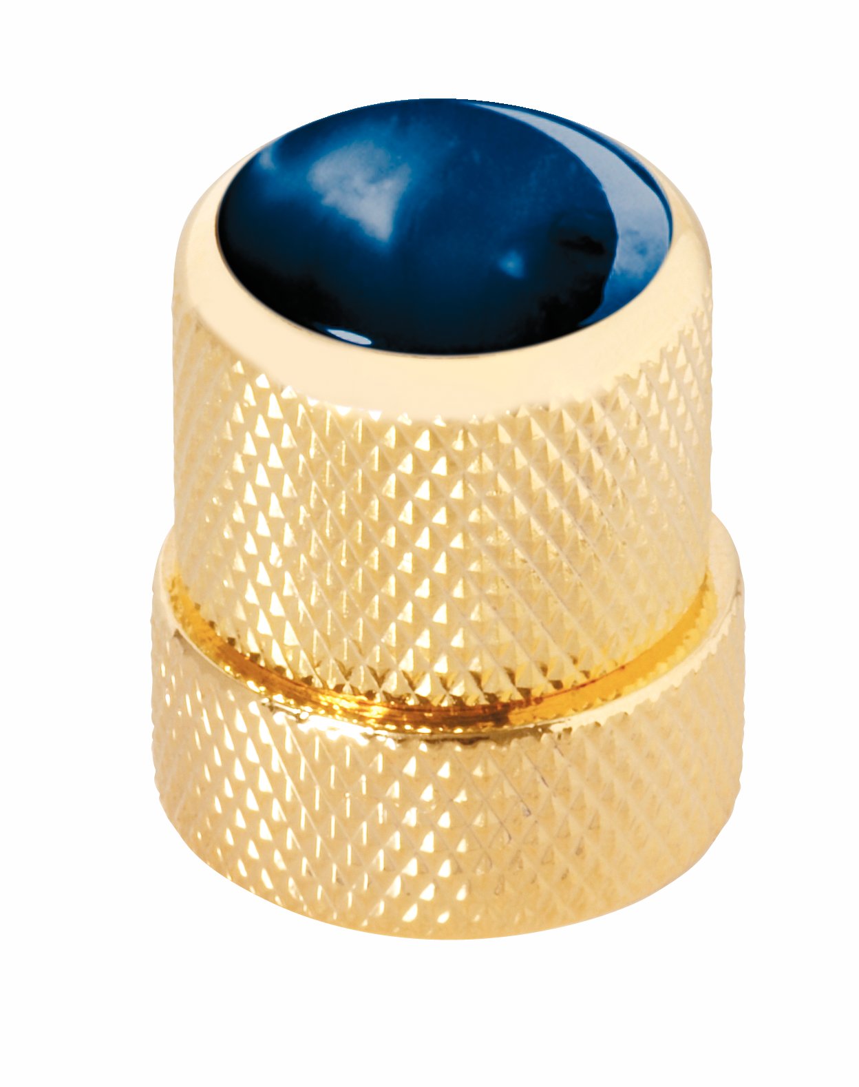 Framus & Warwick - Stacked Potentiometer Dome Knob, Blue Perloid, Cap - Gold