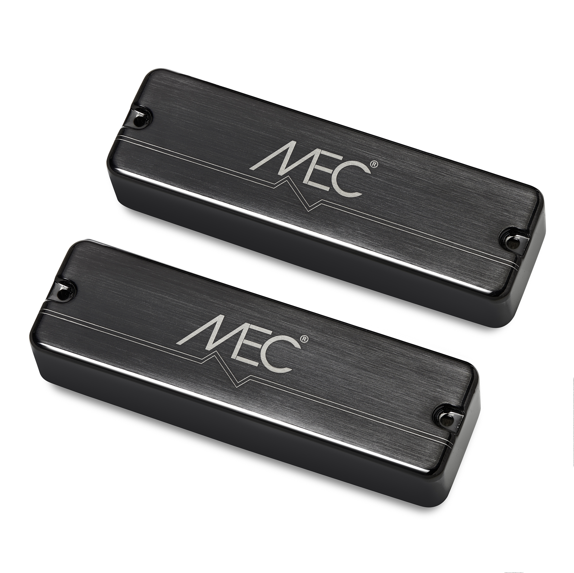 MEC Passive Soapbar Humbucker Bass Pickup Set, Metal Cover, 5-String - Brushed Black Chrome