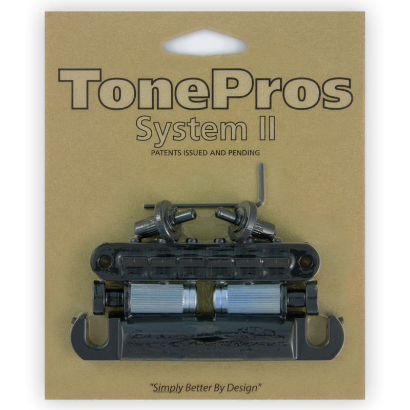 TonePros LPM04 B - Standard Tune-O-Matic Bridge and Tailpiece Set (Small Posts / Notched Saddles) - Black