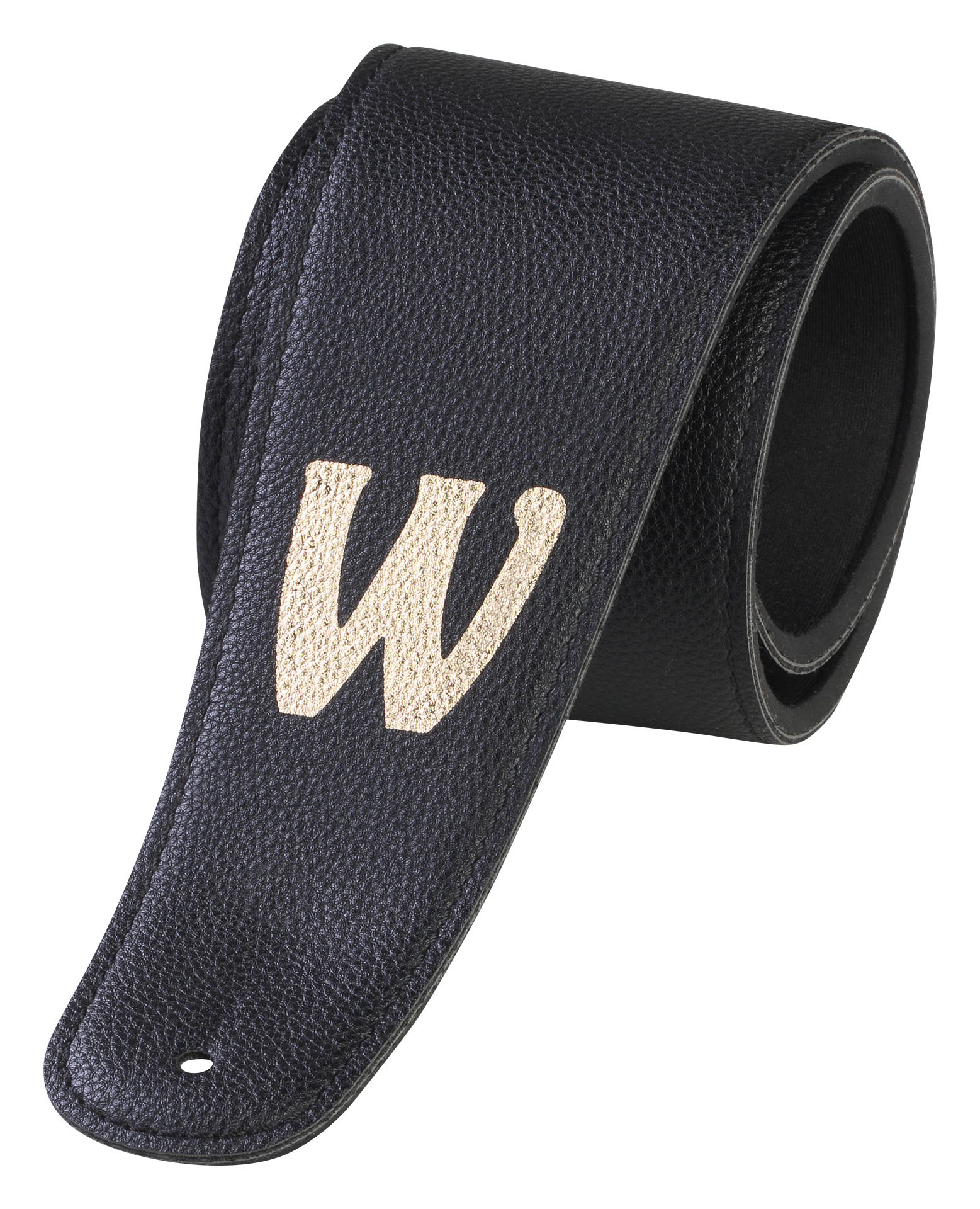 Warwick Synthetic Leather Bass Strap with Neoprene Padding - Black, Gold Embossing