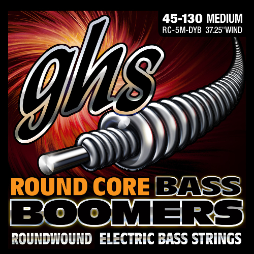 GHS Round Core Bass Boomers - RC-5M-DYB - Bass String Set, 5-String, Medium, .045-.130