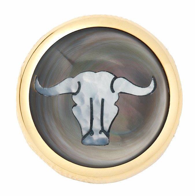 Framus & Warwick - Stacked Potentiometer Dome Knob, Bull Skull, Inlay - Gold