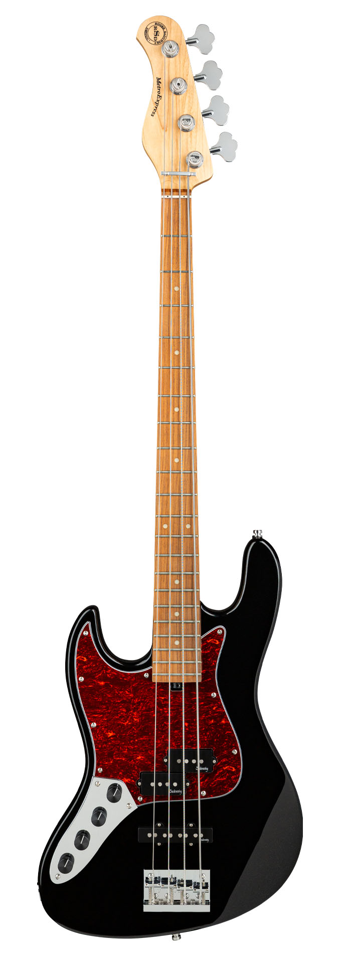 Sadowsky MetroExpress 21-Fret Hybrid P/J Bass, Morado Fingerboard, Lefthand, 4-String - Solid Black High Polish