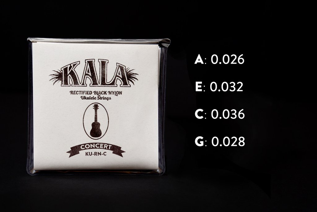 KALA Rectified Black Nylon - KU-RN-C -  Ukulele String Set, Concert, High G