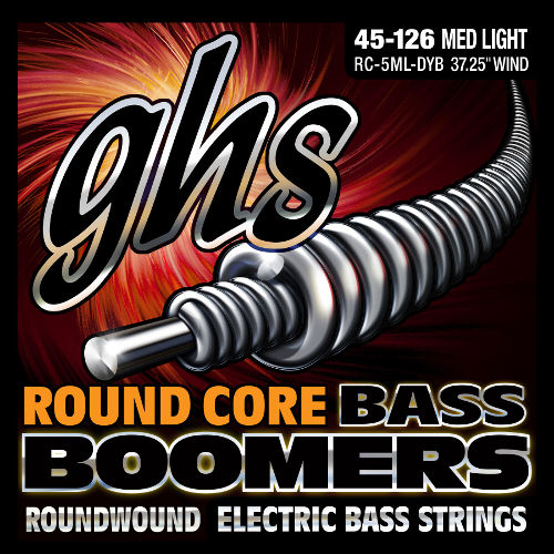 GHS Round Core Bass Boomers - RC-5ML-DYB - Bass String Set, 5-String, Medium Light, .045-.126
