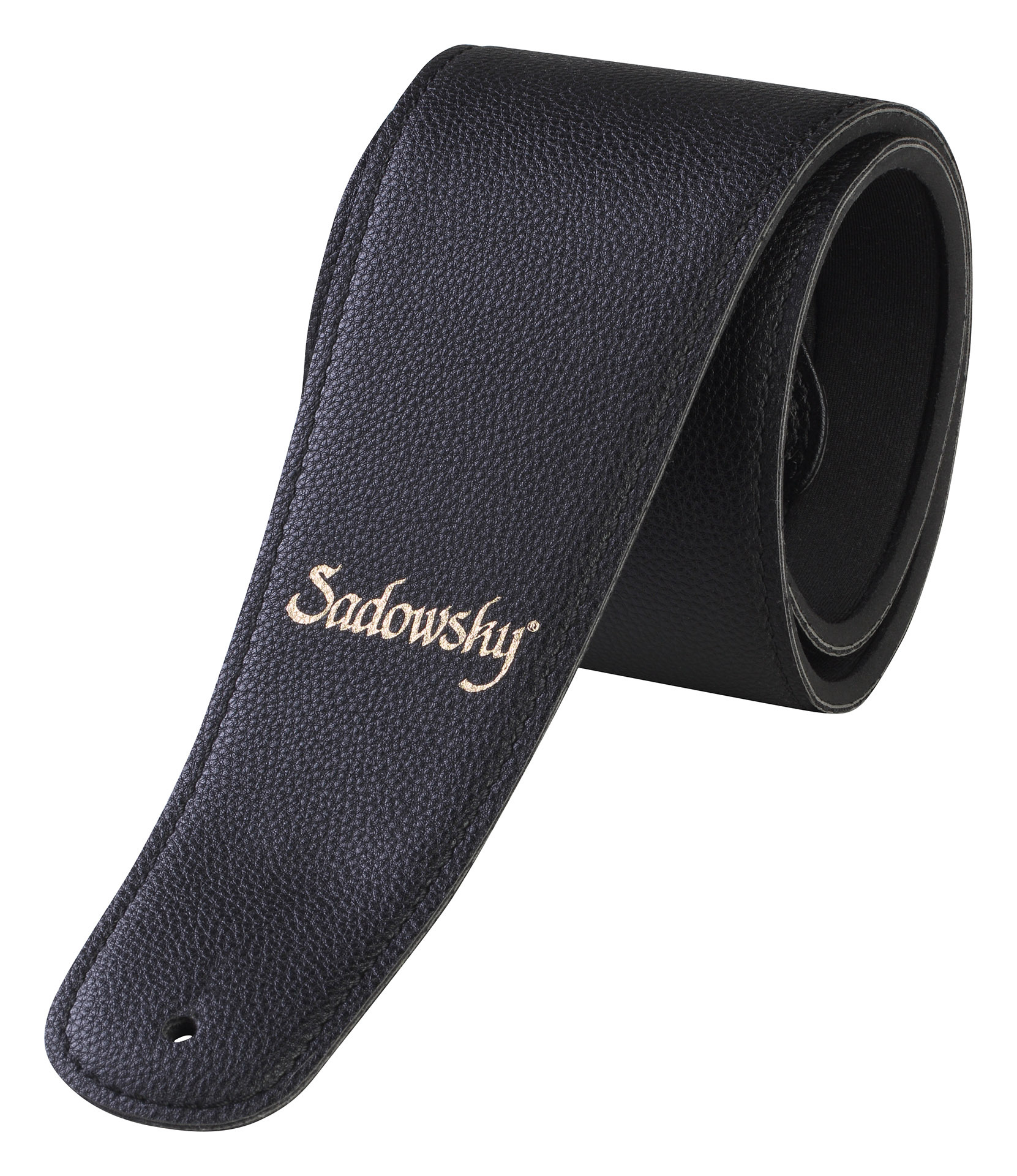 Sadowsky Synthetic Leather Bass Strap with Neoprene Padding - Black, Gold Embossing