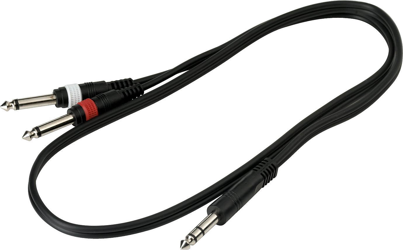 RockCable Patch Cable - TRS (6.3 mm / 1/4") to 2 x TS (6.3 mm / 1/4") - 1 m / 3.3 ft
