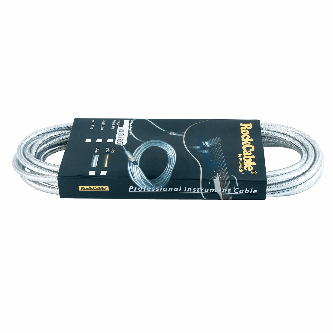 RockCable Instrument Cable - straight TS (6.3 mm / 1/4"), 6 m / 19.7 ft - Silver