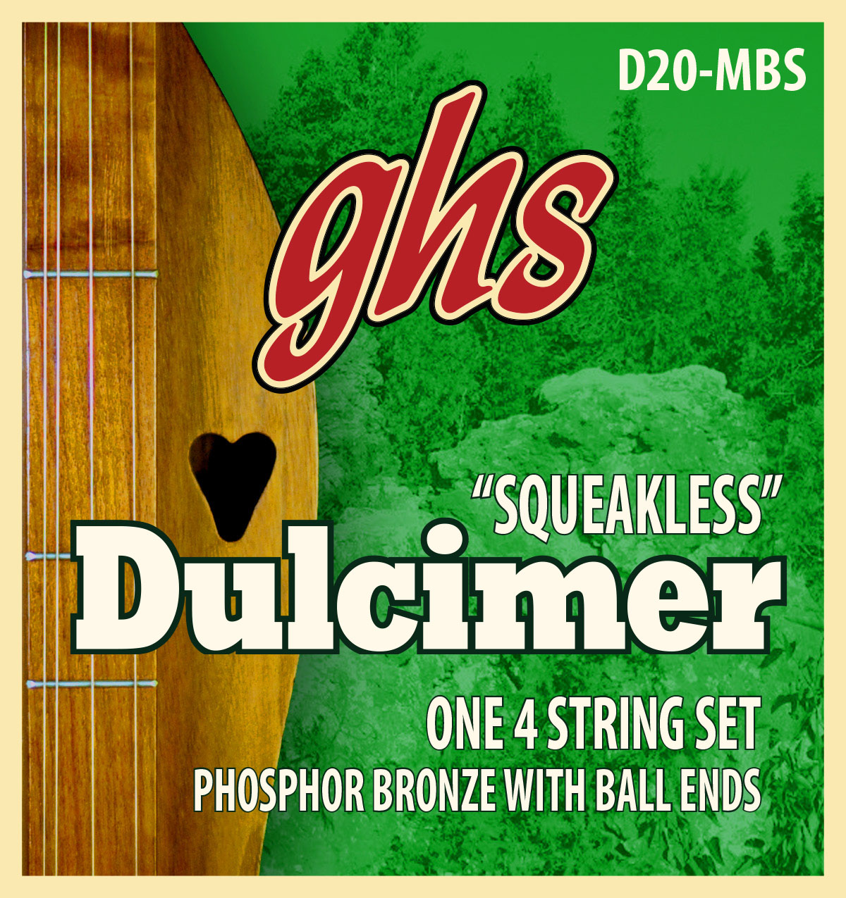 GHS D20-MBS - Dulcimer String Set, D-Mixolydian Tuning, Ball End, Squeakless