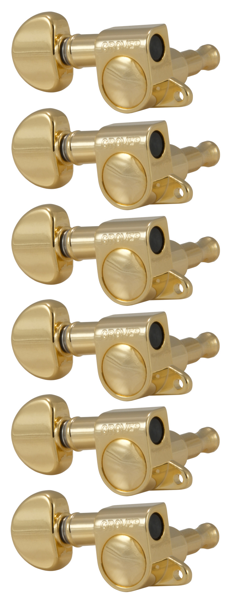 Grover 205GL6 Mini Rotomatics with Round Button - Guitar Machine Heads, 6-in-Line, Lefthand, Treble Side (Right) - Gold