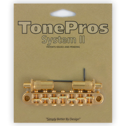 TonePros TP7 G - 7-String Metric Tune-O-Matic Bridge (Large Posts / Notched Saddles) - Gold