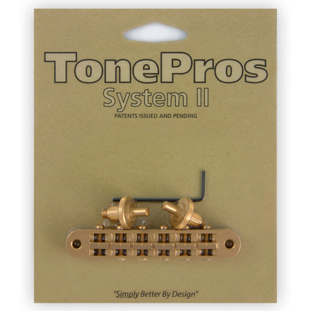 TonePros T3BP SG - Standard Tune-O-Matic Bridge (Small Posts / Notched Saddles) - Satin Gold