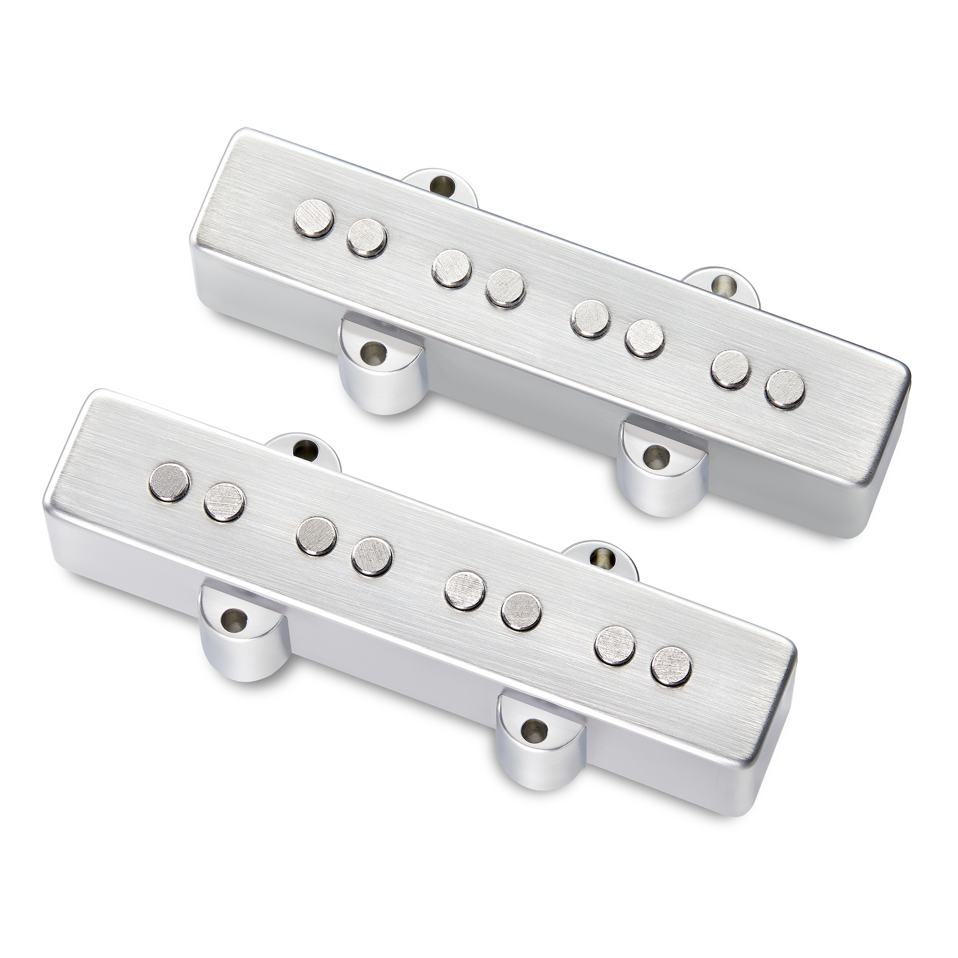 MEC Passive J/J-Style Bass Pickup Set, Metal Cover, Open Pole Pieces, 4-String - Brushed Chrome