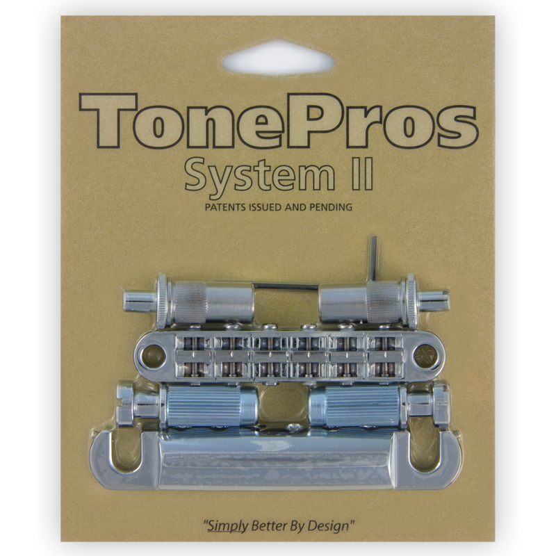 TonePros LPM02 C - Metric Tune-O-Matic Bridge and Tailpiece Set (Large Posts / Notched Saddles) - Chrome
