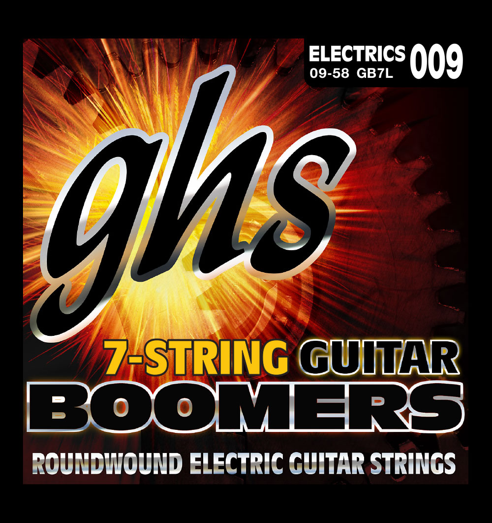 GHS Guitar Boomers - GB76 - Electric Guitar String Set, 7-String, Light, .009-.058