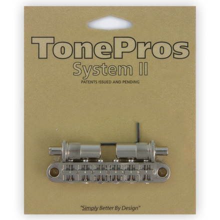 TonePros T3BT N - Metric Tune-O-Matic Bridge (Large Posts / Notched Saddles) - Nickel