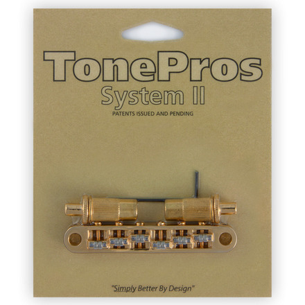 TonePros TPFR G - Metric Tune-O-Matic Bridge with Roller Saddles (Large Posts) - Gold