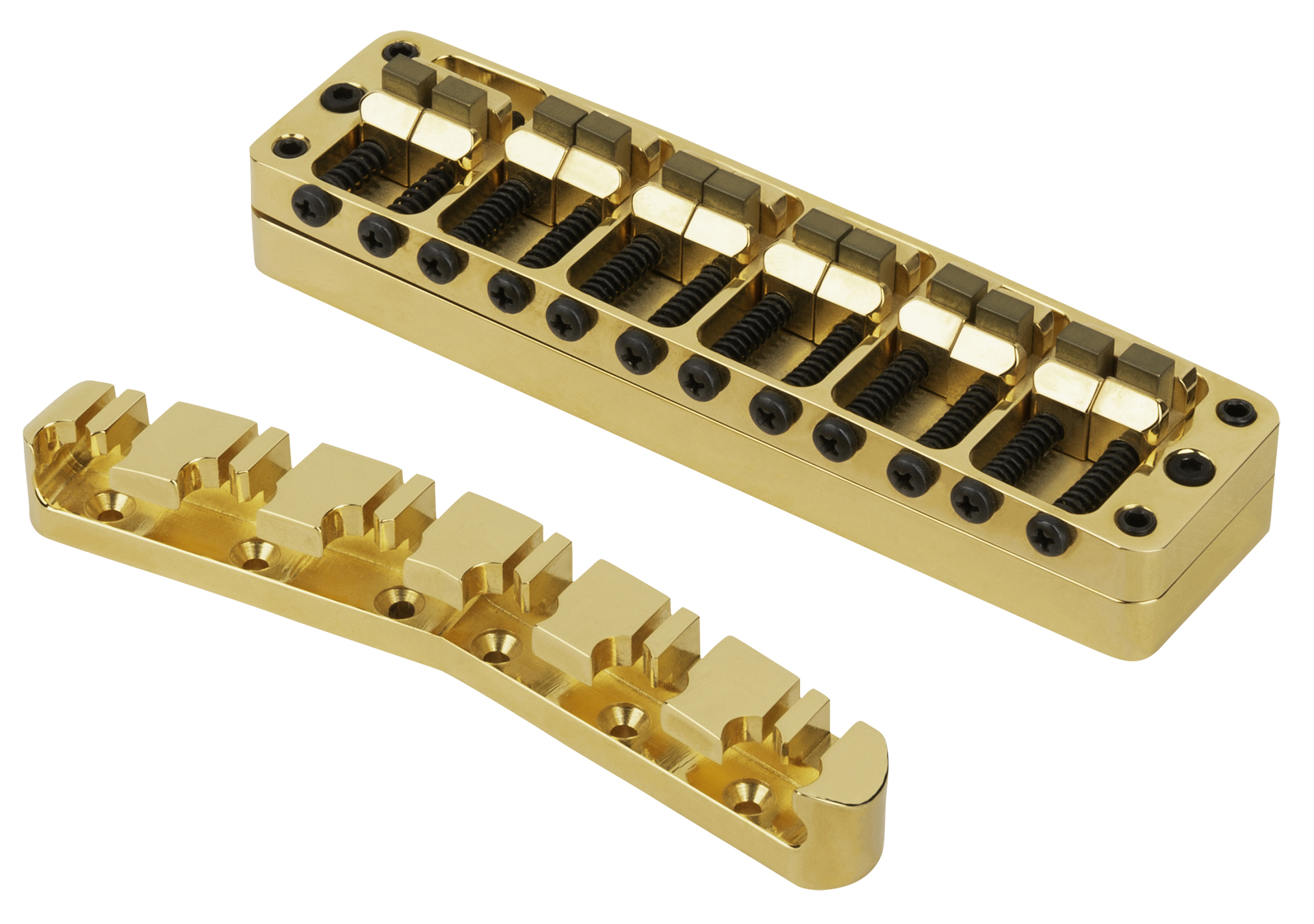 Warwick Parts - Bridge + Tailpiece, 12-String, Broadneck, Brass / Gold