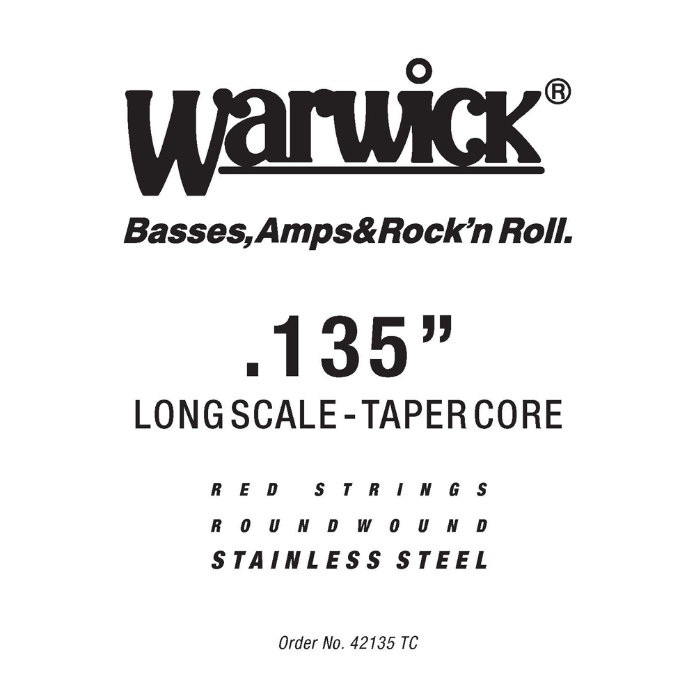 Warwick Red Strings Bass Strings, Stainless Steel - Bass Single String, .130", Long Scale, Taperwound