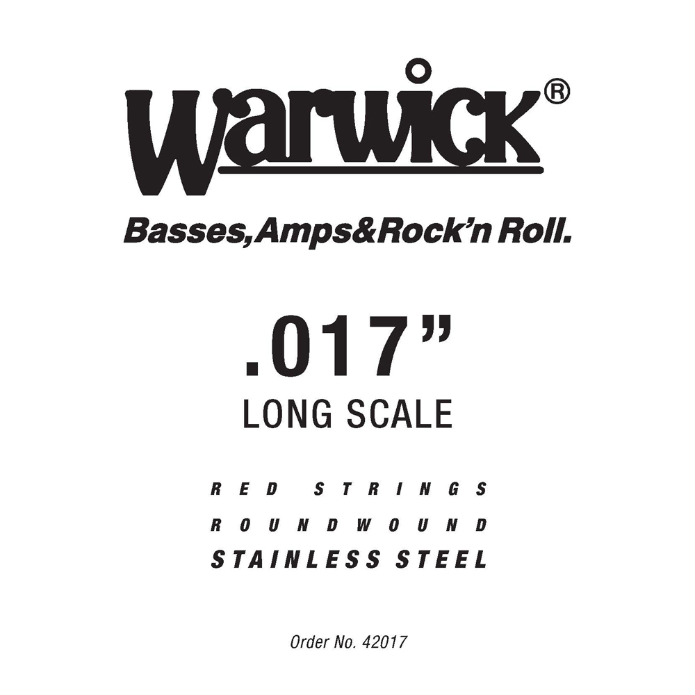 Warwick Red Strings Bass Strings, Stainless Steel - Bass Single String, .017", Long Scale, Plain