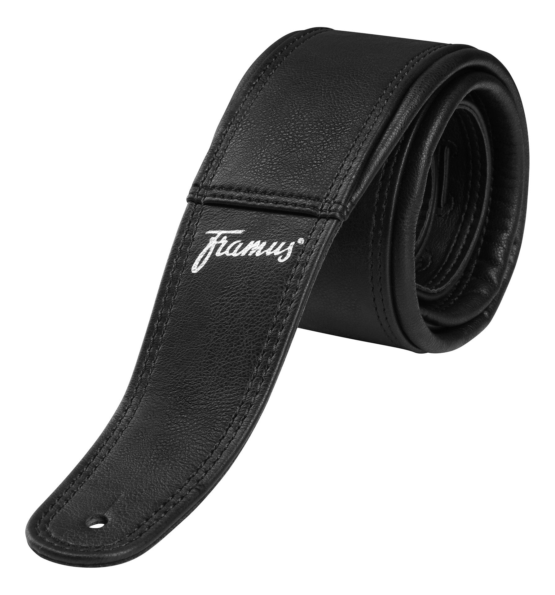 Framus Teambuilt Synthetic Leather Guitar Strap - Black, Silver Embossing