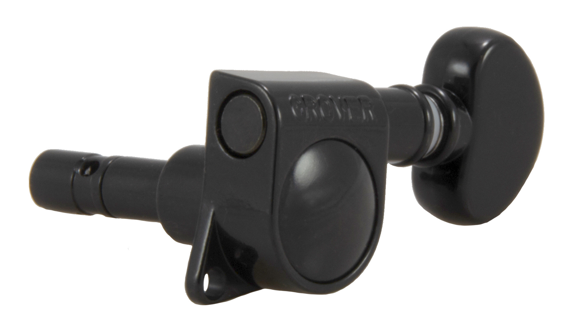Grover 406BC Mini Locking Rotomatics with Round Button - Single Guitar Machine Head, 1 Piece, Bass Side (Left) - Black Chrome