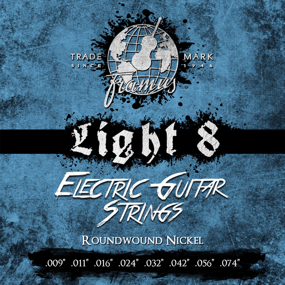Framus Blue Label Electric Guitar String Set, Nickel-Plated Steel - 8-String Light, .009"-.074"