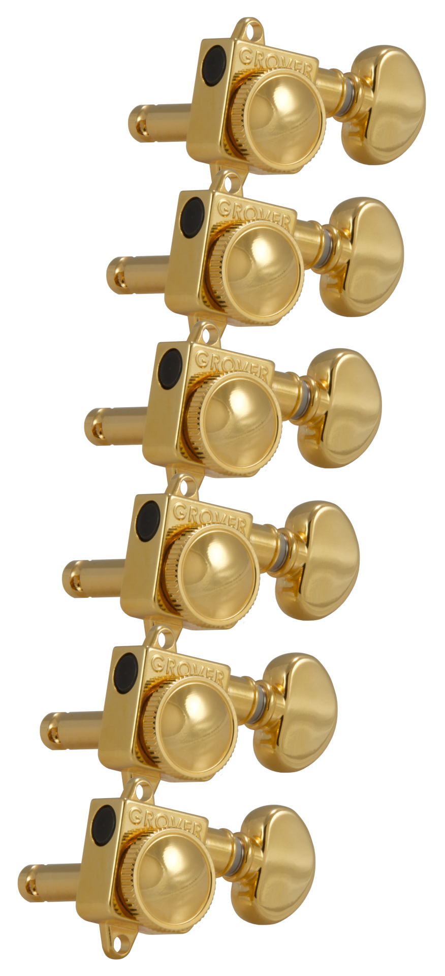 Grover 505FVG Roto-Grip Locking Rotomatics for Vintage F-Style Tuners - Guitar Machine Heads, 6-in-Line, Bass Side (Left) - Gold