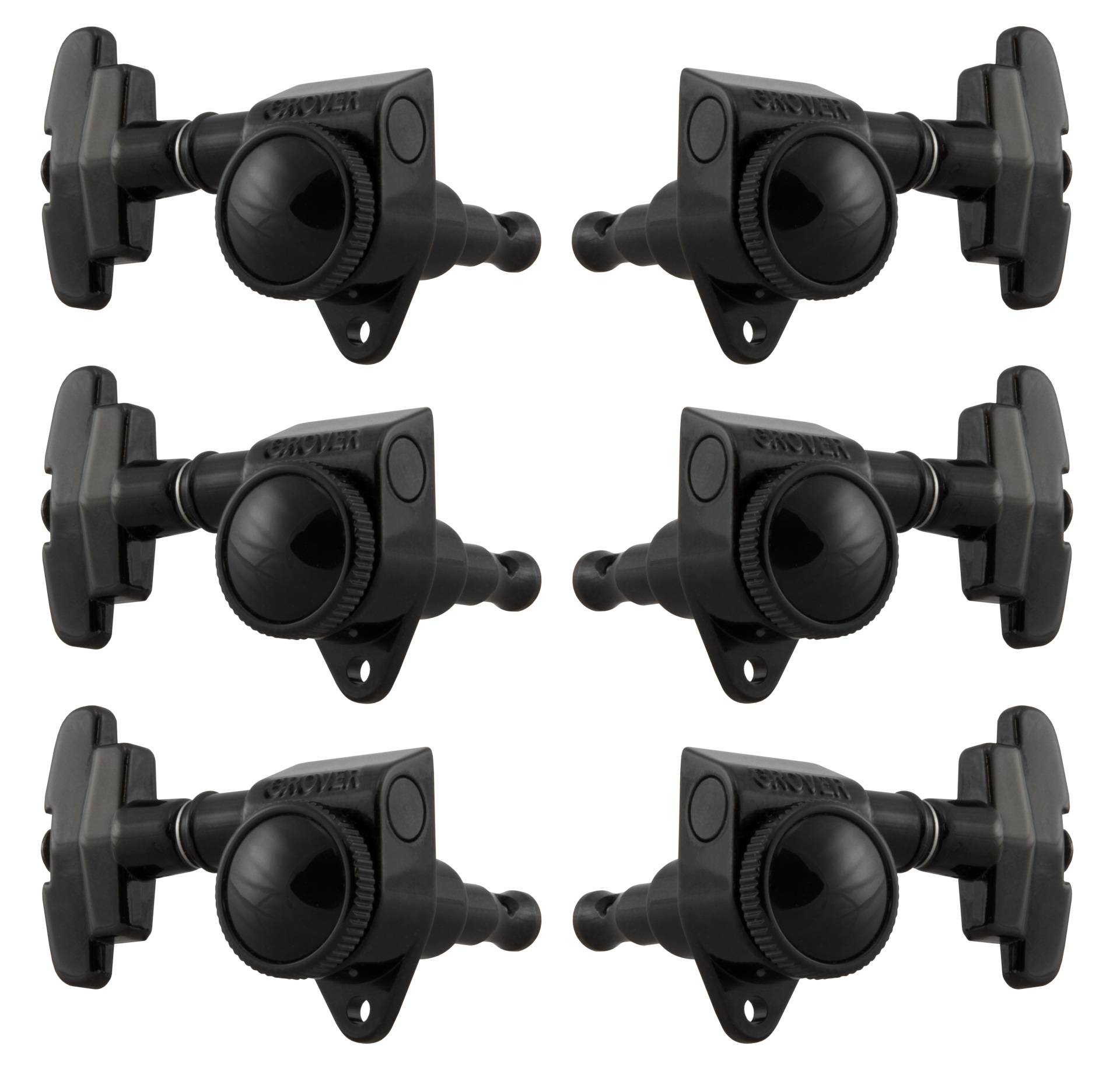 Grover 509BC Roto-Grip Locking Rotomatics with 3-Step Button - Guitar Machine Heads, 3 + 3 - Black Chrome