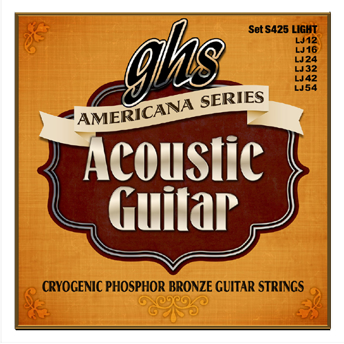 GHS Americana Series - S425 - Acoustic Guitar String Set, Phosphor Bronze, Light, .012-.054