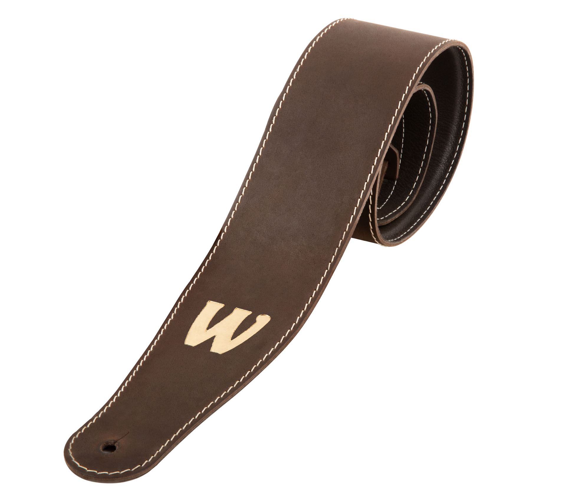 Warwick Teambuilt Genuine Leather Bass Strap - Brown, Gold Embossing