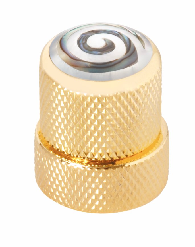 Framus & Warwick - Stacked Potentiometer Dome Knob, Spiral, Inlay - Gold